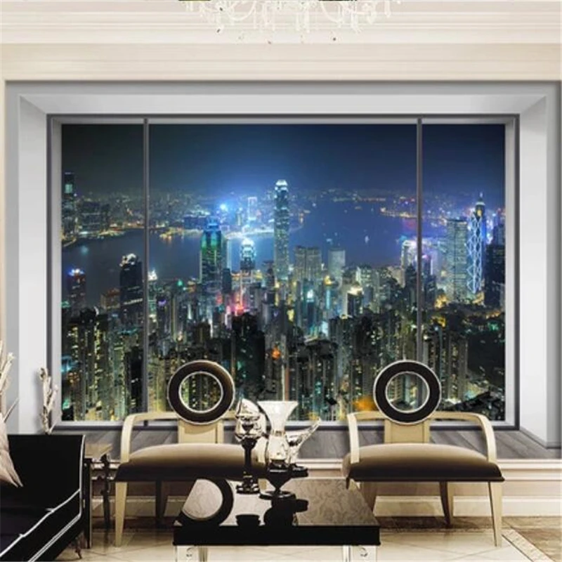 beibehang Custom wallpaper 3d mural dreamy high-rise building beautiful view window TV background wall papers home decor murals |
