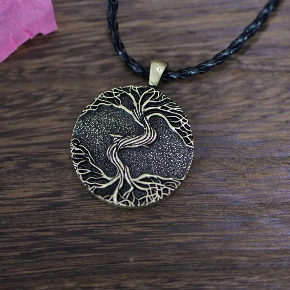 Leather Cord Two AB Langhong 1 шт. колье с кулоном в стиле викингов Дерево жизни ожерелье с амулетом талиман ювелирные изделия - Окраска металла: Leather Cord Two AB