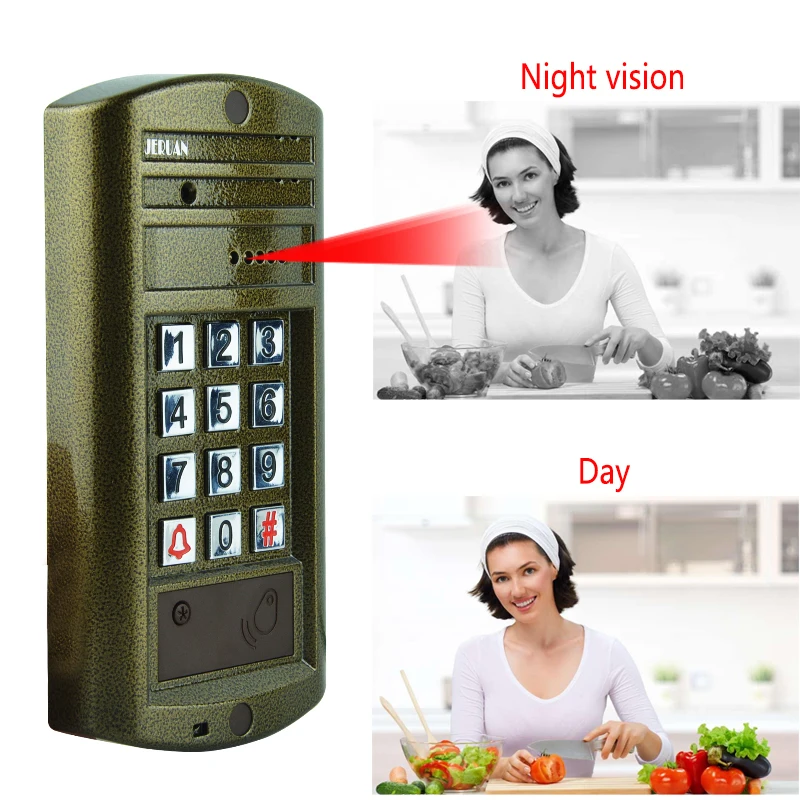 Home Wired 7`` Video Door Phone Intercom System kit Metal panel Waterproof Access Password keypad HD Mini Camera +E-LOCK 1V2 |