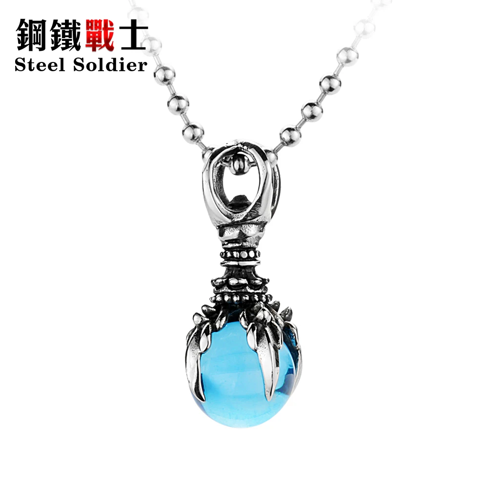 Сталь солдат изысканный нержавеющей стали коготь камень кулон красный черный