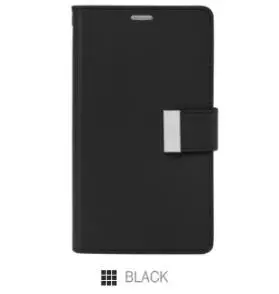 black Mercury GOOSPERY богатый Дневник кошелек чехол три раза для samsung Galaxy Note 8 9 10 S5 S6 S7 Edge 5 8 S8 S9 S10 Plus - Цвет: black