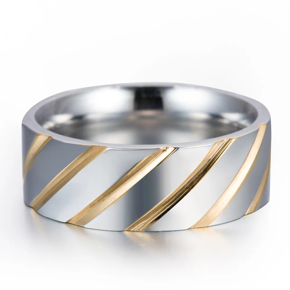 2017 крутое мужское кольцо на палец из нержавеющей стали в полоску белого и