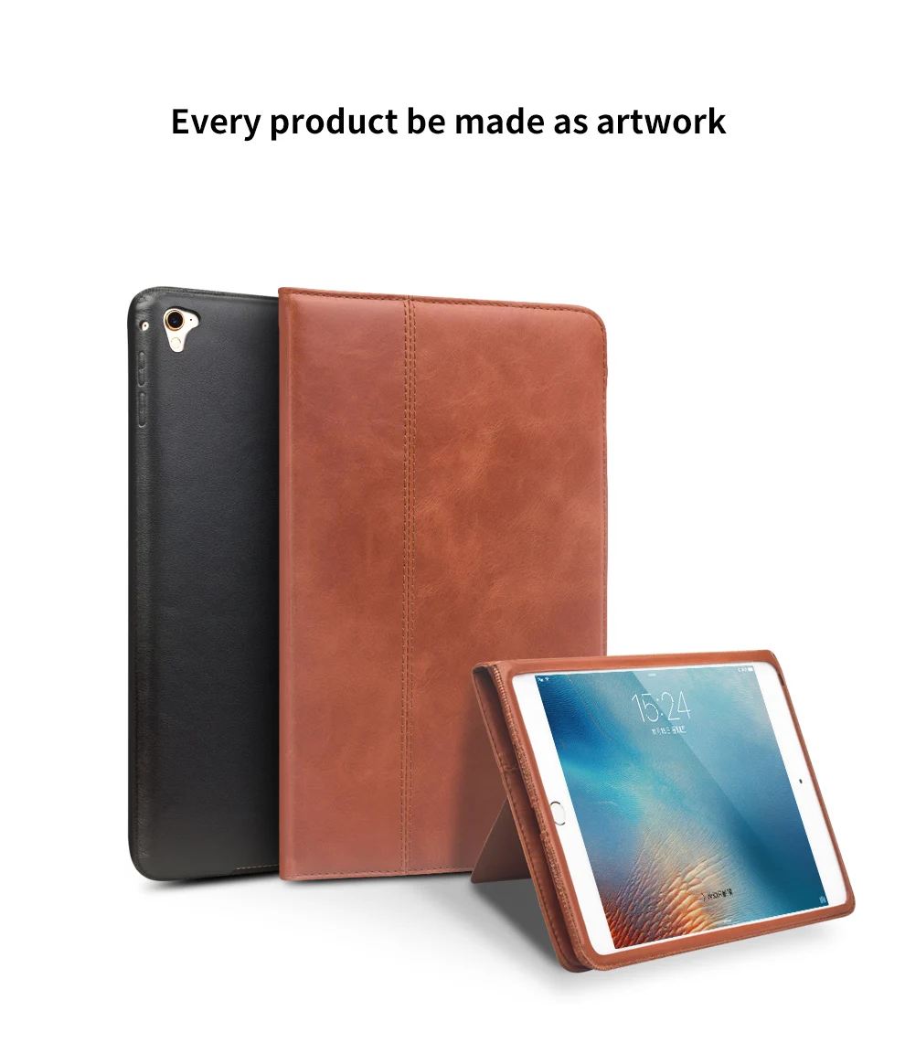QIALINO роскошный для iPad Pro 9,7 чехол из натуральной кожи с откидной крышкой и подставкой, умный чехол для пробуждения/сна, для iPad Pro 9,7 кожаный чехол