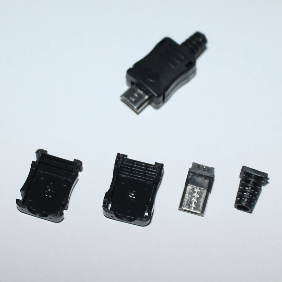 10sets Micro USB 5PIN Welding Type Male Plug Connectors Charger 5P Tail Charging Socket DIY Black Plugs | Обустройство дома