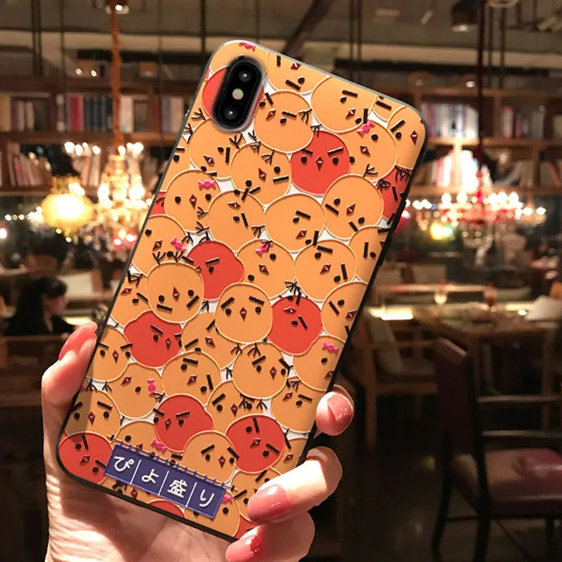 Японский стиль, рельефный чехол для телефона с едой для iPhone 6, 6 S, 7, 8 Plus, X, XS, MAX, XR, мягкая задняя крышка из ТПУ для 11, 11Pro, Max Coque