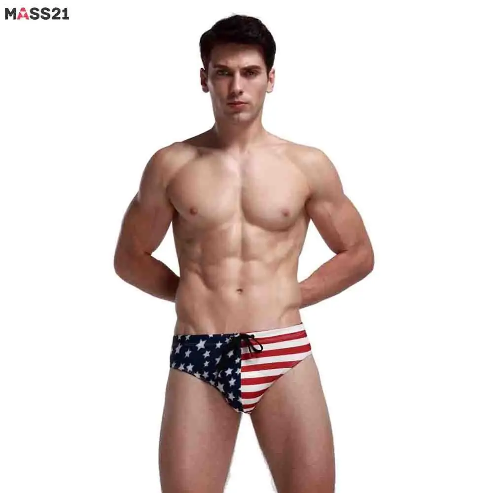 Трусы брифы MASS21 мужские пляжный купальник с принтом флага США дышащее нижнее
