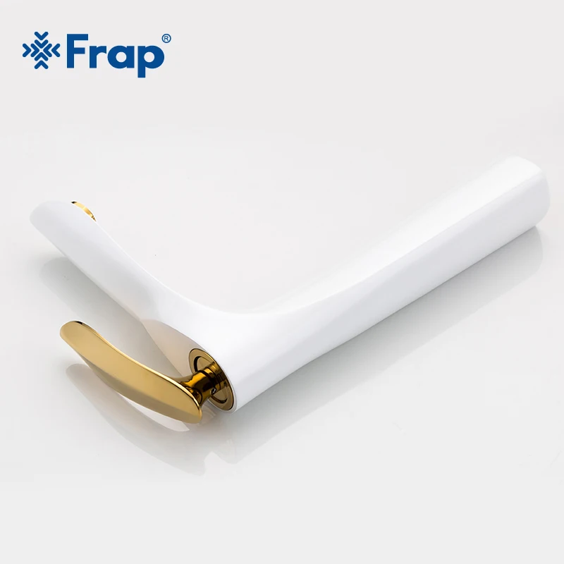 Новый элегантный золотой и белый смеситель FRAP для раковины ванной комнаты с