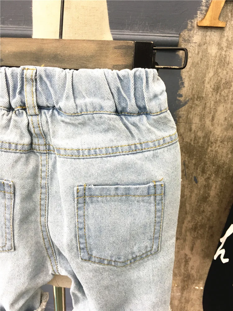 2-7Years детские штаны для девочек рваные джинсы Сезон лето брюки мальчиков