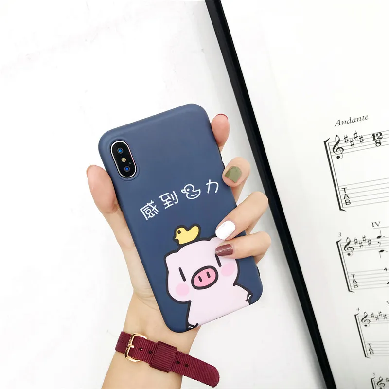 Милые чехлы для телефонов с изображением поросенка iPhone XS Max XR 6 6S 7 8 Plus X китайские