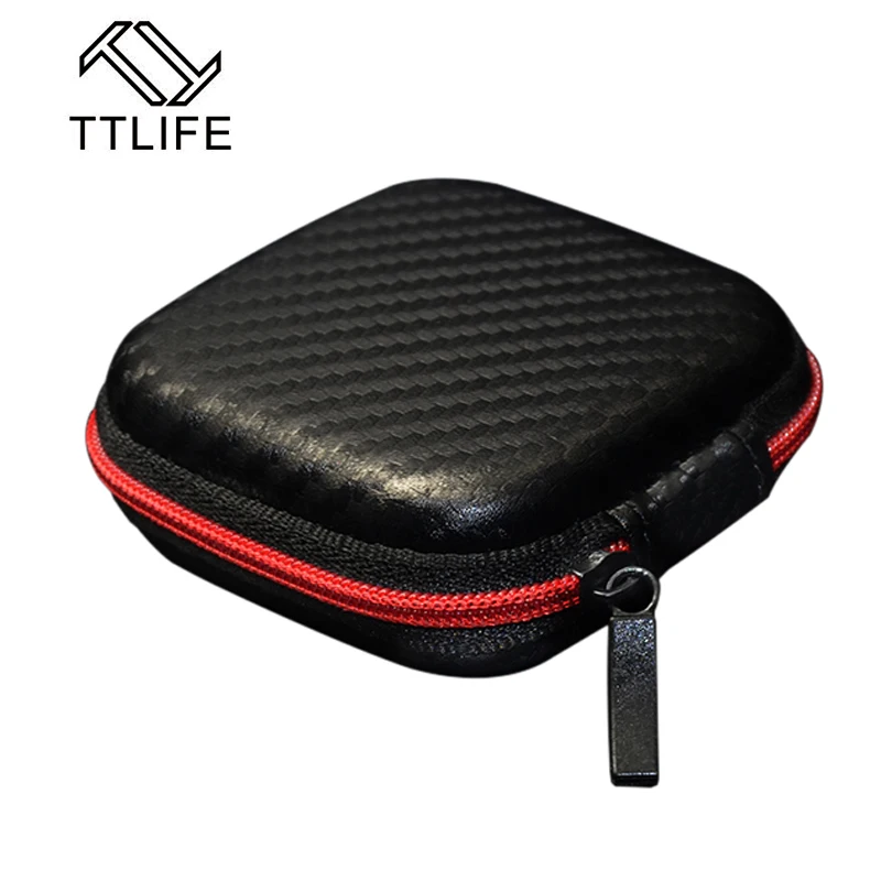 TTLIFE Новые Наушники Жесткий Мешок Хранения Чехол PU Углерода волокна Молнии Сумка