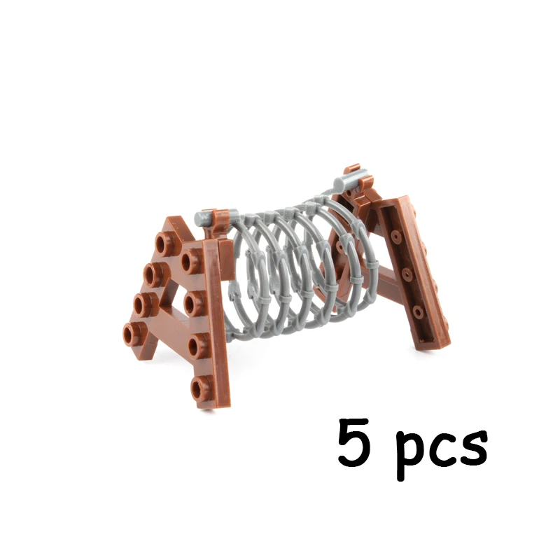 Afence5PCS Военный пакет оружия забор MOC Строительные блоки мини-рельсовый забор SWAT город аксессуары WW2 фигурки части игрушки Кирпичи детей C015 - Цвет: Afence5PCS
