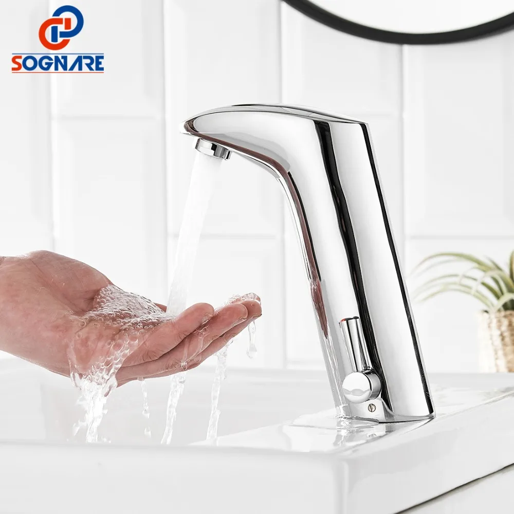 

SOGNARE Sensor Faucet Brass Automatic Inflrared Sensor Sink Faucets Hand Touch Tap Water Mixer Cold And Hot Bathroom Tap Crane