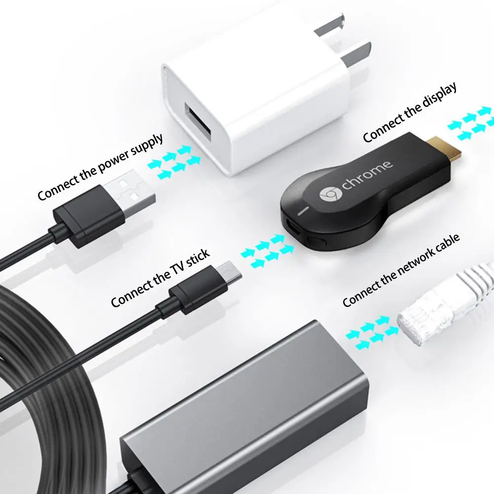 Ethernet адаптер для Fire TV Stick RJ45 100 Мбит/с Micro USB 2 0 480 кабель конверсии бесплатного диска