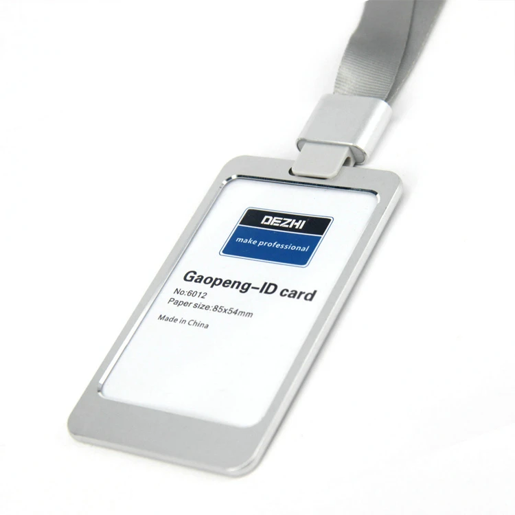 V silver set Genuine DEZHI Aluminum Alloy Employee Id Card Information card Holders Customize Logo Metal Badge Holder - Цвет: V silver set