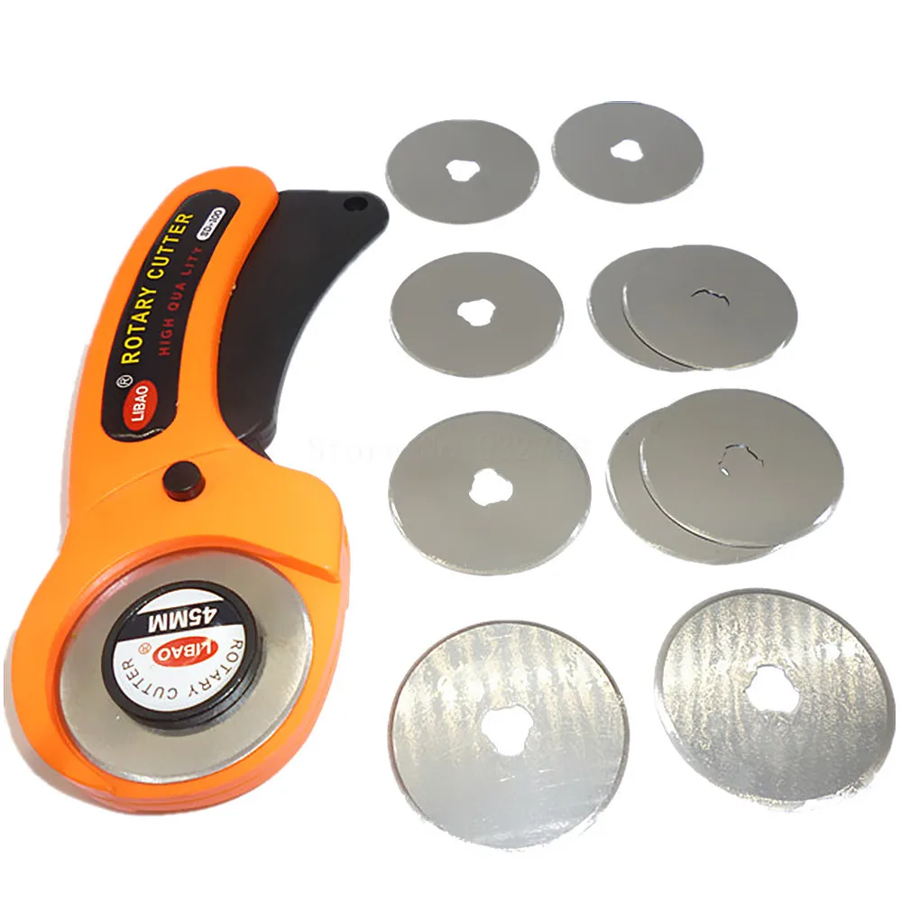 

45mm Rotary Cutter + 10pcs Rotary Cutter Spare Blades Cutting Fabric Paper Circular Cut Patchwork Craft Fabric Circular Cutter
