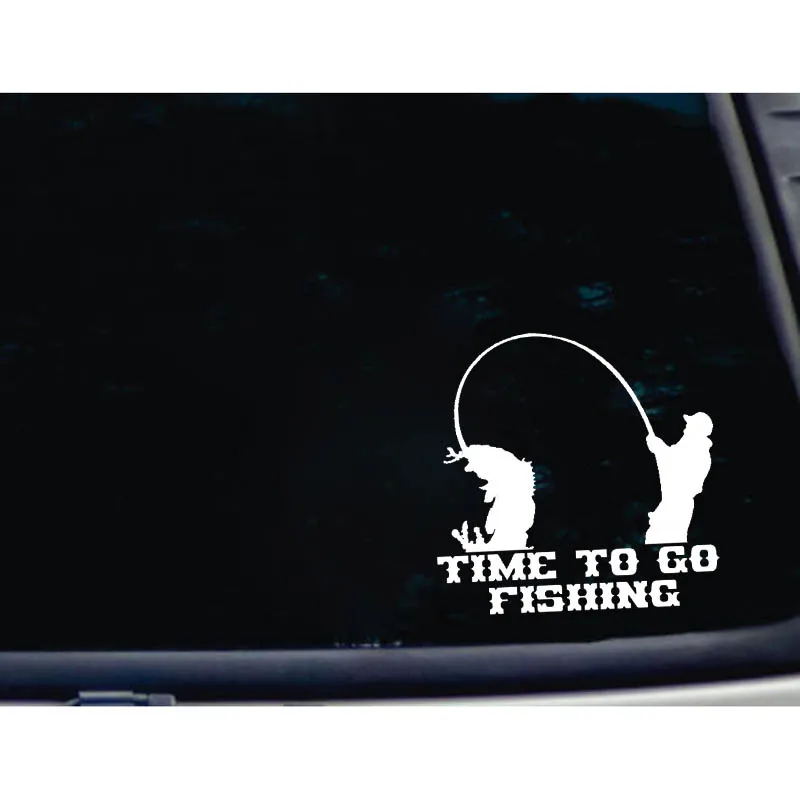 YJZT 14.7cm*14.7cm TIME TO GO FISHING Fun Vinyl Car-styling Car Window Sticker Decals Black Silver C11-0215 | Автомобили и