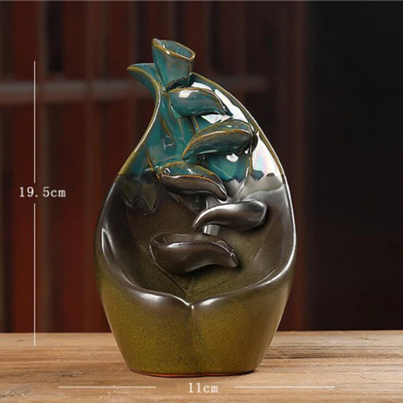Wierook Waterval Incense Holder Burners Waterfall Lotus Quemador Incienso De Reflujo Backflow Rechaud Ceramica Censer | Дом и сад