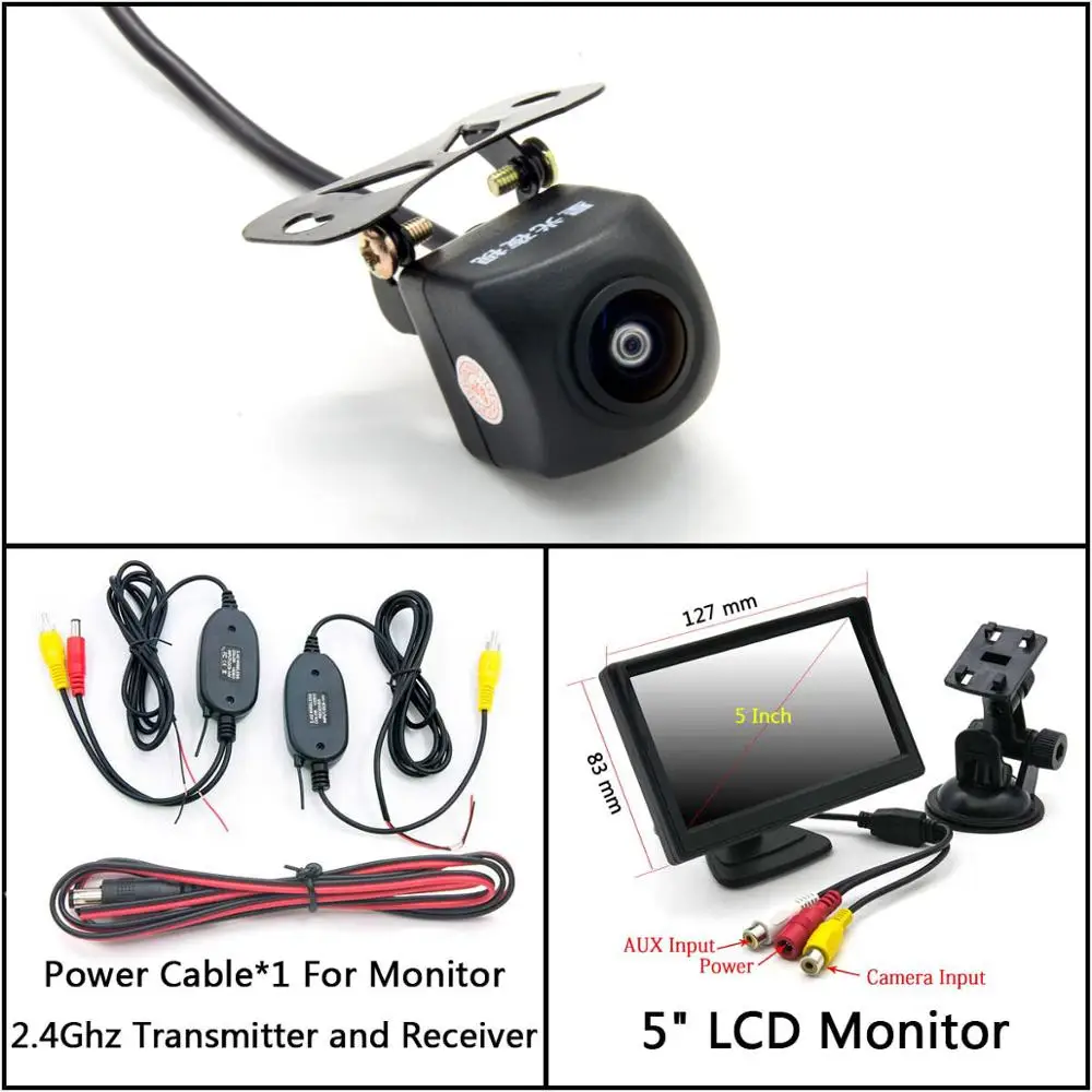 C Wireless 5inch LCD Owtosin 175 градусов Рыбий глаз объектив HD резервный обратный ночное видение камера заднего вида для парковки монитор - Название цвета: C Wireless 5inch LCD