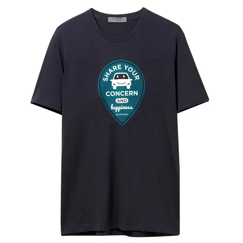 64Blue Giordano мужская повседневная футболка с круглым воротом и короткими рукавами, имеется печатный рисунок на передней части футболки - Цвет: 64Blue