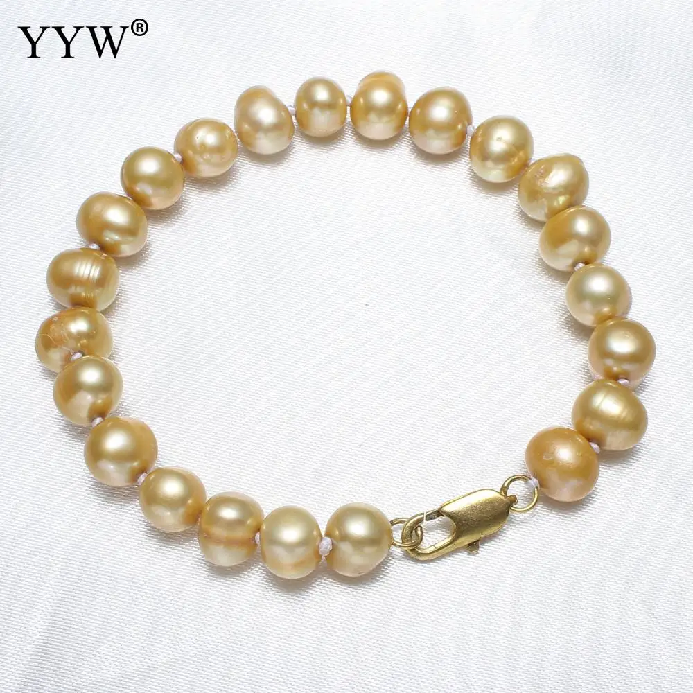 Женский браслет из натурального пресноводного жемчуга с латунным картофелем 8 9