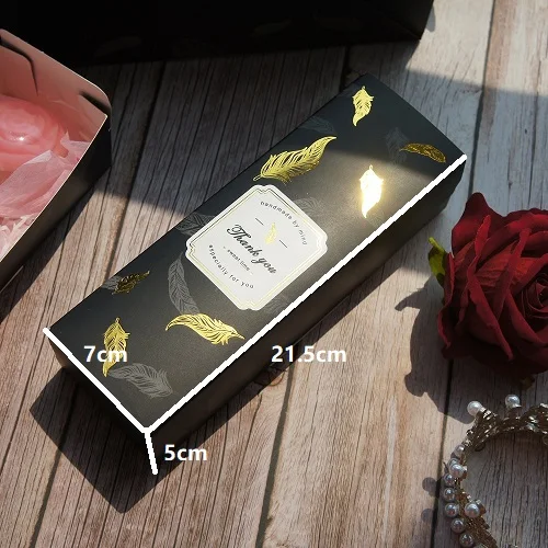 10 pcs boxes Золотой черный желтый перо ручной работы дизайн 10 шт 21,5*7*5 см бумажная коробка конфетное мыло с запахом печенья шоколадные вечерние Упаковка для подарков на день рождения - Цвет: 10 pcs boxes
