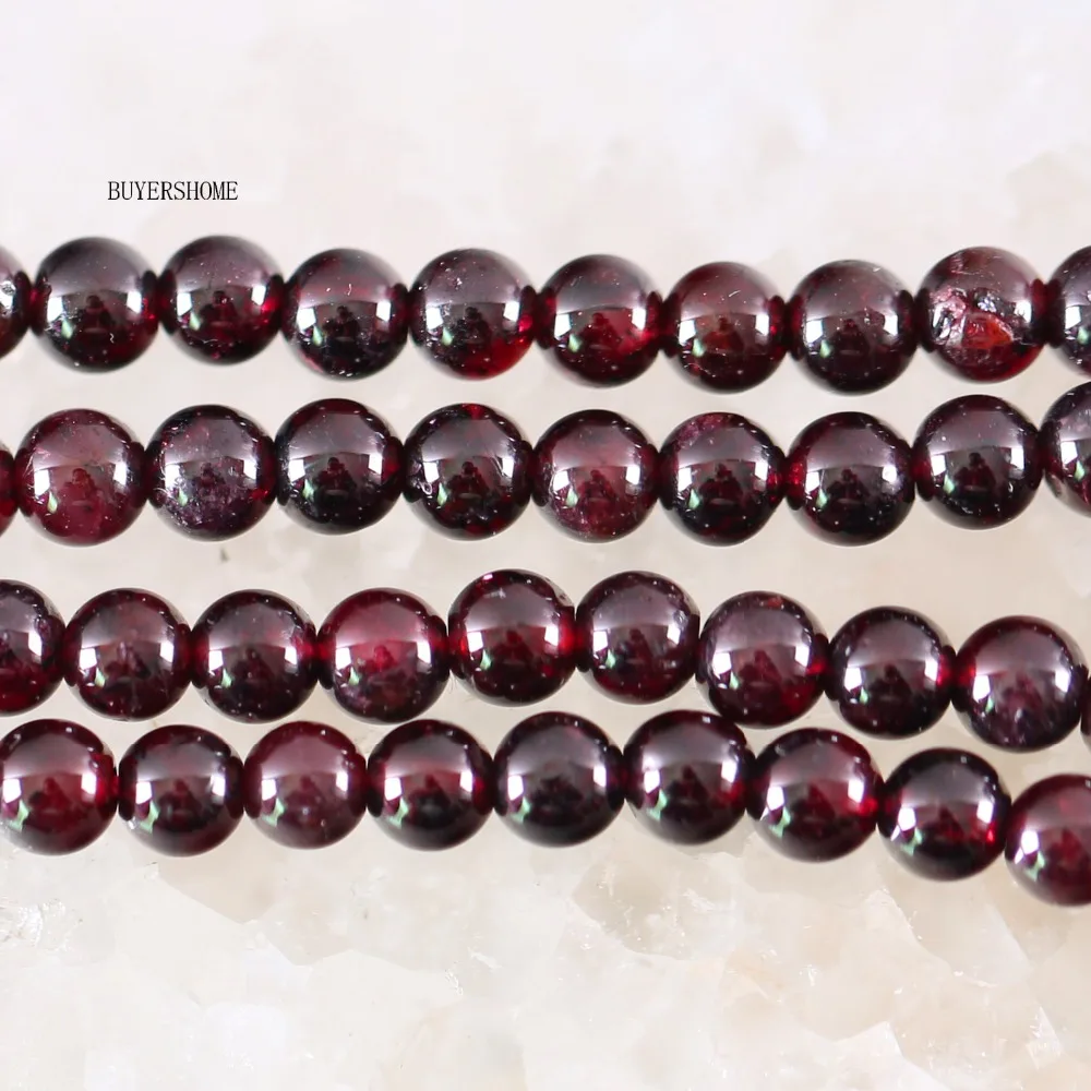 Цепочка с круглыми бусинами натуральным красным гранатом 15 5 дюйма 4 мм |