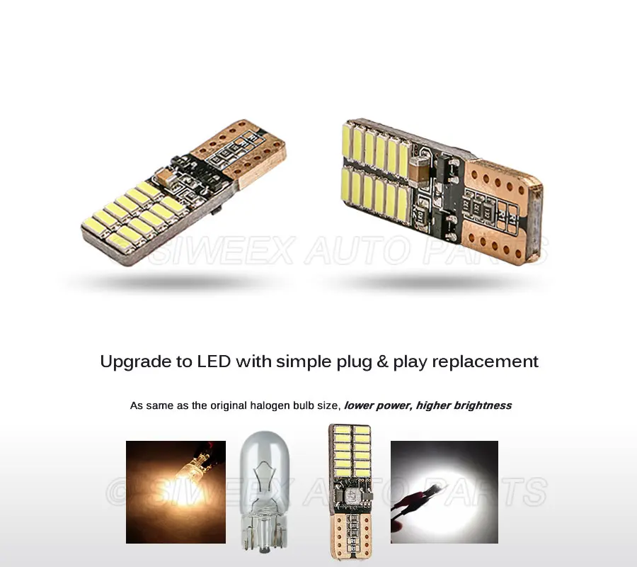 4 шт. T10 W5W 194 светодиодный лампы 4014 24 SMD Боковой габаритный фонарь сигнальная лампа