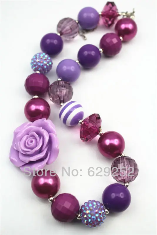 Новогодние подарки 10 шт. пурпурные цветы фиолетовые бусины крупные ожерелья для