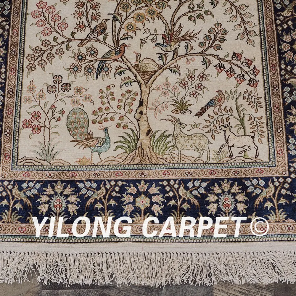YILONG 2 5x4 𧌀 линий ручной работы ковры бежевый Древо жизни шелковый коврик