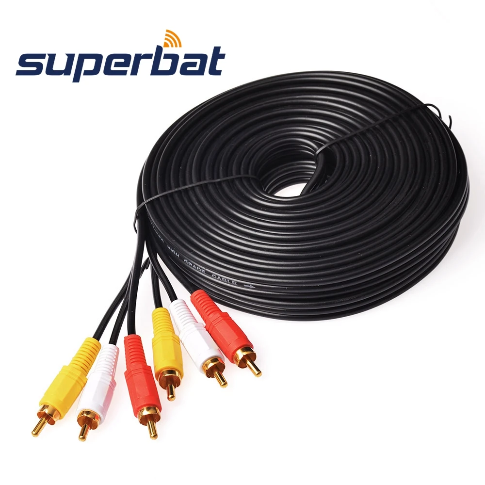 Superbat 33 фута Премиум 3 RCA позолоченный композитный удлинитель Аудио Видео AV