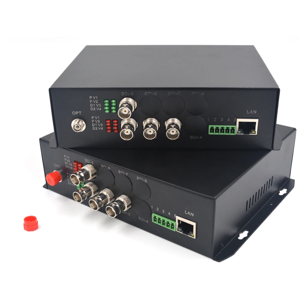 4 канала HD SDI видео аудио Ethernet волоконно оптический медиаконвертер 1310/1550
