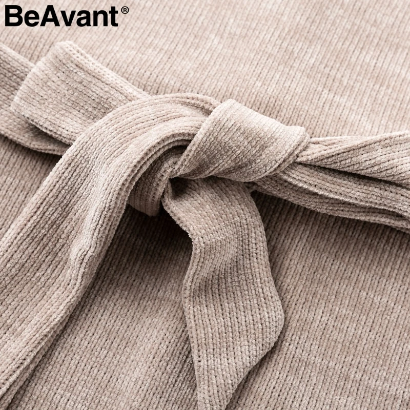 Женское вельветовое платье BeAvant повседневное осеннее с рукавом-фонариком и