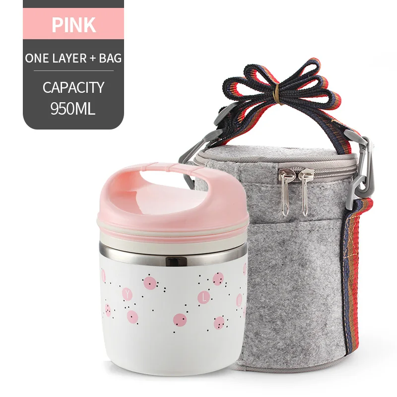 NO. Pink 1 With Bag Милые детские Термальность Коробки для обедов герметичность Нержавеющая сталь Bento box для детей Портативный Пикник школа Еда контейнер Box - Цвет: NO. Pink 1 With Bag