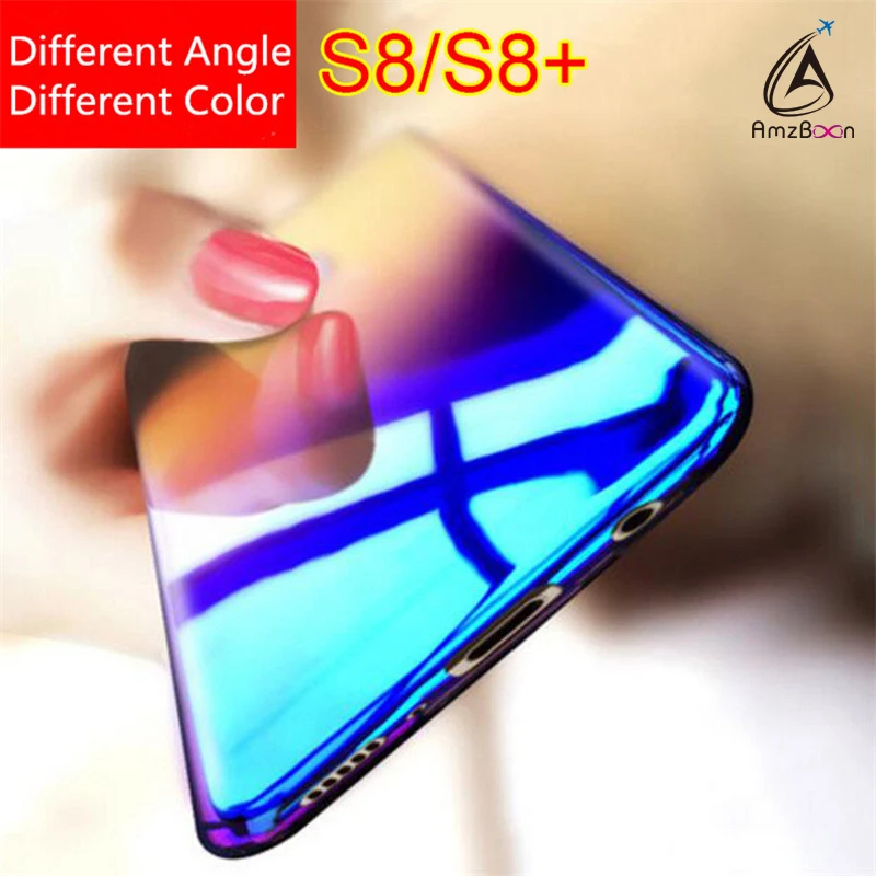 Amzboon Case For Samsung Galaxy S8 Plus luxury Aurora Gradient Color Transparent S7 Edge Hard PC light Cover |