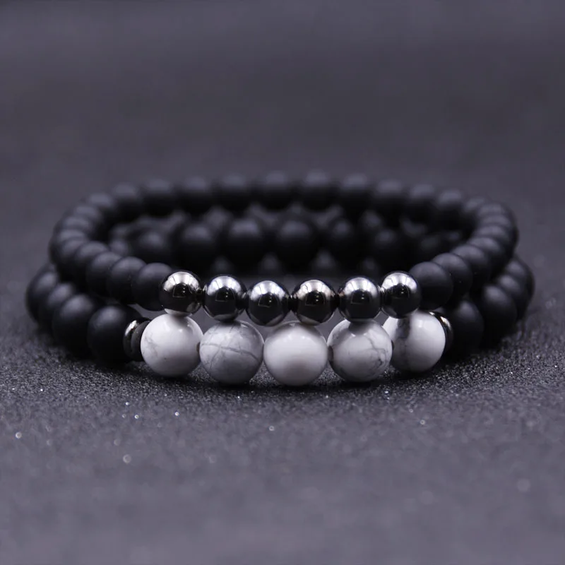 2018 модный качественный мужской браслет из натурального камня женский 6 мм и 8