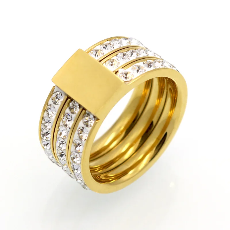 Martick New Arrival Minimalist Rings With Three Rows Shining Clear CZ Europe Brand Jewelry For Woman Present R157 | Украшения и
