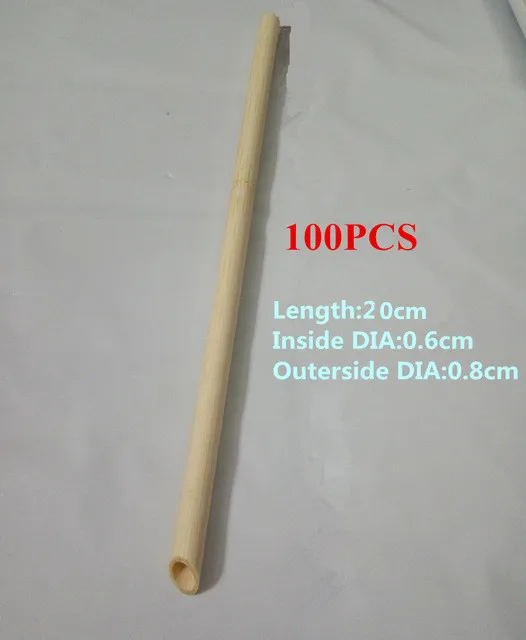 100PCS 0.6cm DIA Биоразлагаемая бамбуковая Питьевая солома, заостренный мыльный молочный чай, соломинки для смузи, широкие, большие, экологически чистые, многоразовые соломы для чая Boba - Цвет: 100PCS 0.6cm DIA