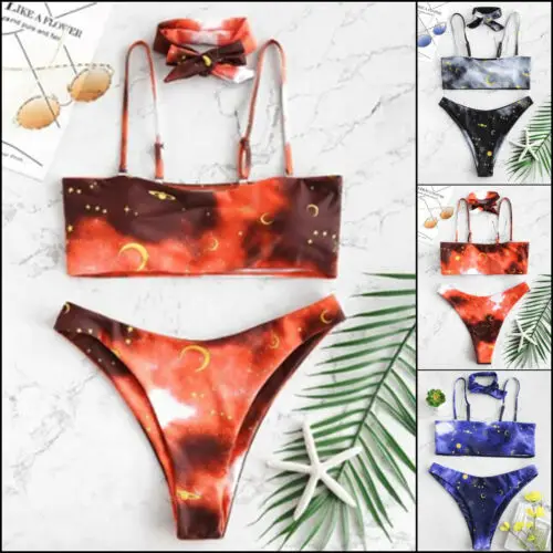 2019 New Hot Sexy Bra Girls Female Lady Women Bikini Set Print Push-up Padded Swimsuit Swimwear Triangle Bathing Suit | Спорт и