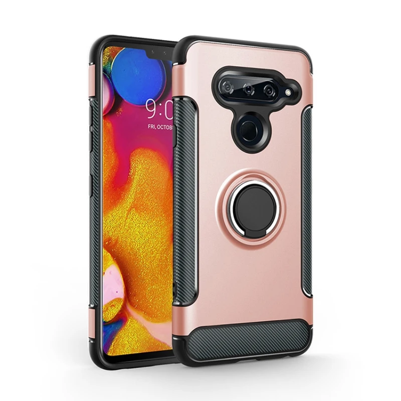 Чехол для LG V40 ThinQ армированный чехол-накладка полная защита кольцо магнетизм держатель Телефон задняя оболочка СПС LG V40 ThinQ Coque Funda 6,2"