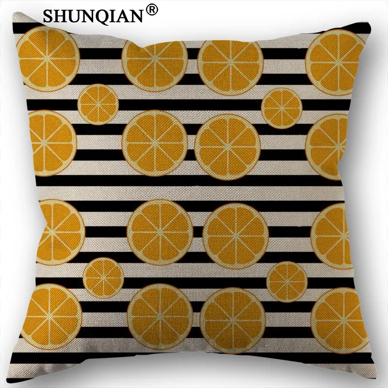 

Linen Cotton fruit tree stripe Pillow Cover Custom Print Home Decorative Throw Pillows Cases 45x45cm one side C415115