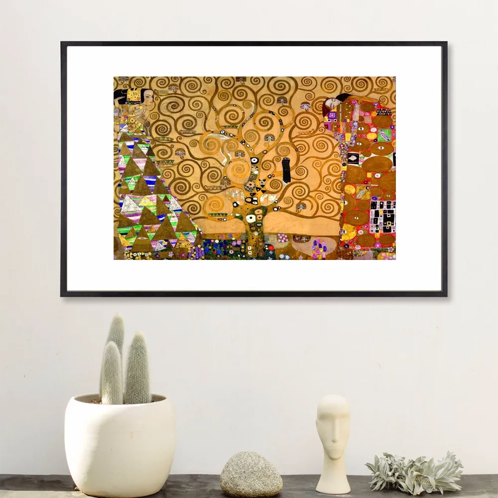 Классический художественный постер Gustav Klimt Kiss с принтом Настенный декор домашний