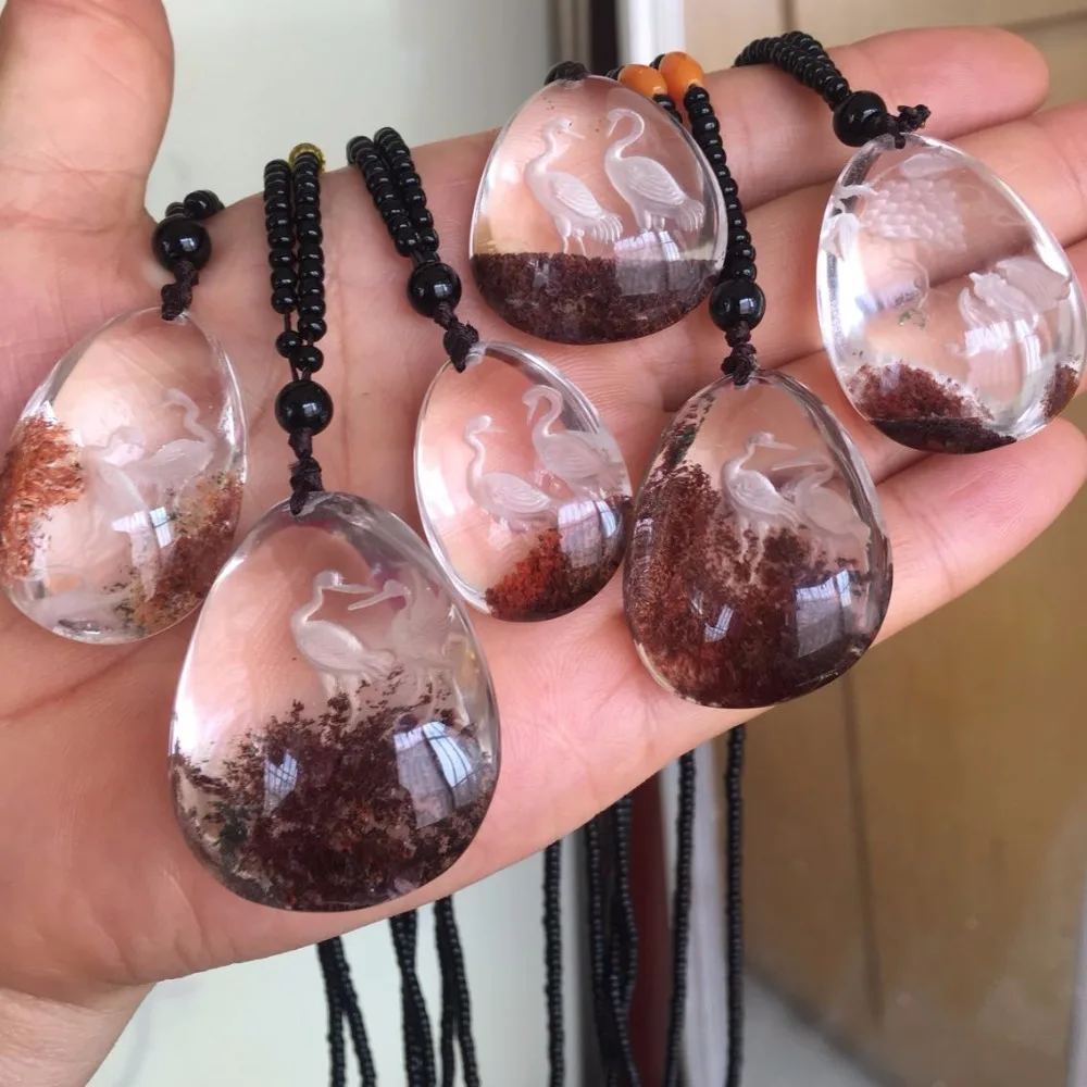 

Beautiful and unique natural pink ghost spectre quartz crystal specimen treatment pendant - random 1pc