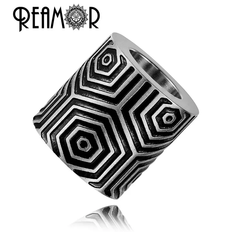 Silver REAMOR 5 шт. цветные бусины из нержавеющей стали ручной работы металлические ювелирные аксессуары в виде бусин для изготовления браслетов и браслетов - Цвет: Silver