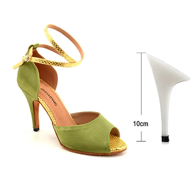 Light green 10cm SHOYDANC стиль светло-зеленый атласная Сальса Обувь для танцев 6-10 см танцевальные на каблуках Туфли для латинских танцев Женская Обувь для бальных танцев - Цвет: Light green 10cm