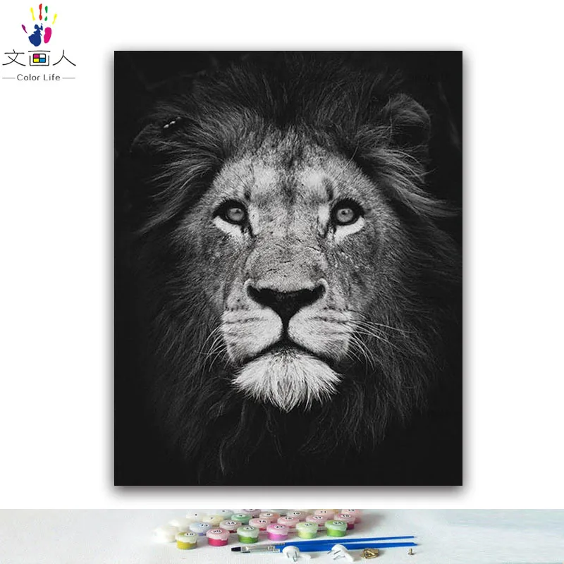 DIY colorings pictures by numbers with lion picture drawing painting by numbers framed Home