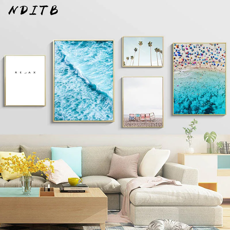 Постер на холсте Морской берег скандинавский искусство декоративная печать