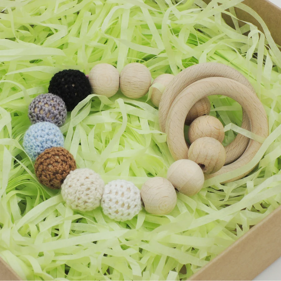 Органическая игрушка для кормления черно-серая кремовая деревянная