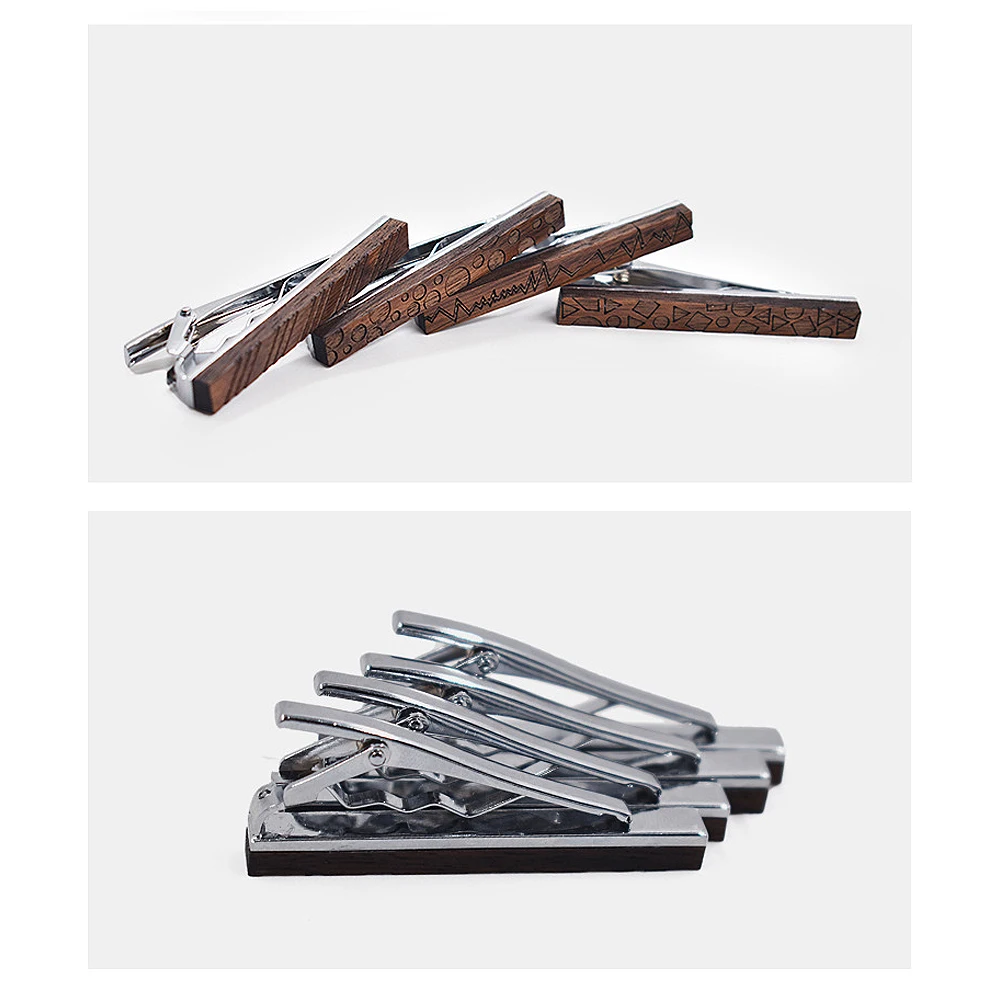 Novelty personality geometric pattern wooden tie clip Walnut wood knot accessory 5.5cm | Украшения и аксессуары