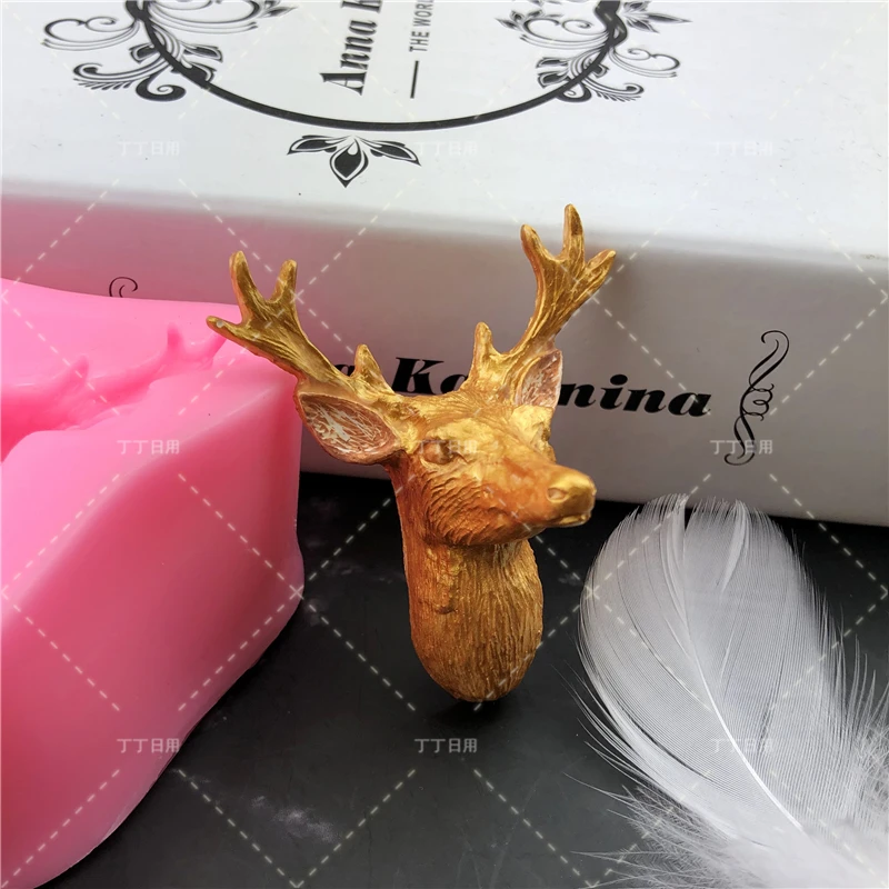 Diy Изготовление сахара модель Рождества голова оленя силиконовые формы