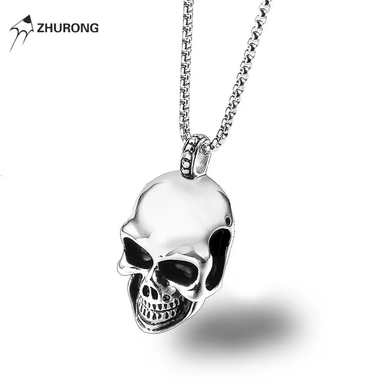 Для Мужчин Скелет Кулон Цепочки и ожерелья Дизайн Jewellery панк Нержавеющая сталь